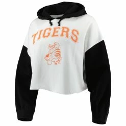 New 👍 Women's Gameday Couture White/Black Clemson Tigers Good Time Color Block Cropped Hoodie ✔️ -women‘s clothing store unnamed file 2222