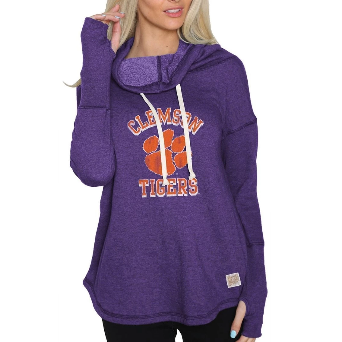 Cheap π Women's Original Retro Brand Purple Clemson Tigers Funnel Neck Pullover Sweatshirt π 4 Cheap π Women's Original Retro Brand Purple Clemson Tigers Funnel Neck Pullover Sweatshirt π - Image 2
