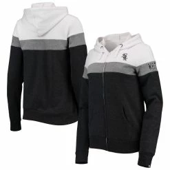Cheap 🔔 Women's New Era Heathered Black Chicago White Sox Colorblock Full-Zip Hoodie Jacket ❤️ -women‘s clothing store unnamed file 2236