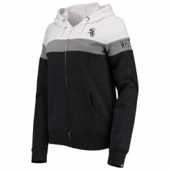 Cheap 🔔 Women's New Era Heathered Black Chicago White Sox Colorblock Full-Zip Hoodie Jacket ❤️ -women‘s clothing store unnamed file 2237