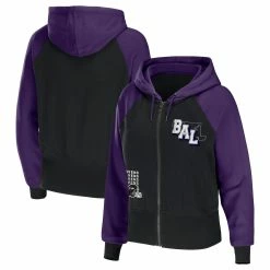 Cheap 🧨 Women's WEAR By Erin Andrews Black Baltimore Ravens Colorblock Full-Zip Hoodie 😉