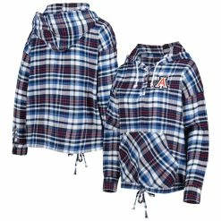 Best Sale 🥰 Women's Concepts Sport Navy Arizona Wildcats Mainstay Plaid Pullover Hoodie ⌛