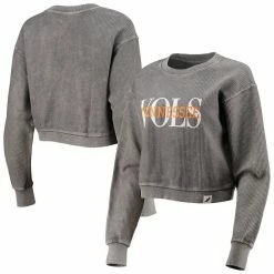 Wholesale ❤️ Women's League Collegiate Wear Graphite Tennessee Volunteers Classic Corded Timber Crop Pullover Sweatshirt 🤩