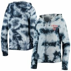 Outlet ❤️ Women's New Era Navy Minnesota Twins Tie-Dye Fleece Full-Zip Hoodie 👏