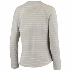 New 🎁 Camp David 👩 Women's Heathered Gray Illinois Fighting Illini Seaside Striped French Terry Raglan Pullover Sweatshirt ✔️ -women‘s clothing store unnamed file 2298