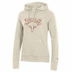 Deals 👏 Women's Champion Oatmeal Texas Longhorns Vault Logo Pullover Hoodie 🥰
