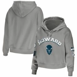 Best reviews of 😉 Women's WEAR By Erin Andrews Gray Howard Bison Mixed Media Cropped Pullover Hoodie 😀