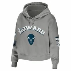 Best reviews of 😉 Women's WEAR By Erin Andrews Gray Howard Bison Mixed Media Cropped Pullover Hoodie 😀 -women‘s clothing store unnamed file 2319