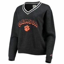 Best reviews of 🎉 Women's League Collegiate Wear Heathered Black Clemson Tigers Victory Springs Tri-Blend V-Neck Pullover Sweatshirt 💯 -women‘s clothing store unnamed file 2323