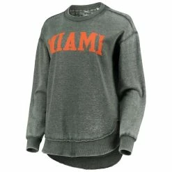 Wholesale 👍 Women's Pressbox Green Miami Hurricanes Vintage Wash Pullover Sweatshirt 🧨 -women‘s clothing store unnamed file 2327
