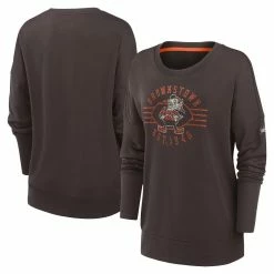 Flash Sale 🔥 Women's Nike Brown Cleveland Browns Rewind Playback Icon Performance Pullover Sweatshirt 😀