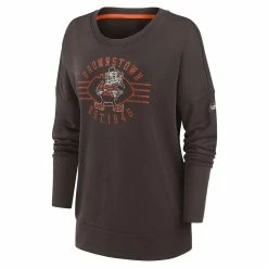 Flash Sale 🔥 Women's Nike Brown Cleveland Browns Rewind Playback Icon Performance Pullover Sweatshirt 😀 -women‘s clothing store unnamed file 2343