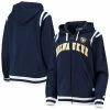 Cheap 🔔 Women's Starter Navy Milwaukee Brewers Vintage Full-Zip Hoodie 😀 -women‘s clothing store unnamed file 2361
