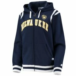 Cheap 🔔 Women's Starter Navy Milwaukee Brewers Vintage Full-Zip Hoodie 😀 -women‘s clothing store unnamed file 2363
