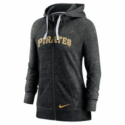 Brand new 🛒 Women's Nike Heathered Black Pittsburgh Pirates Wordmark Gym Vintage Raglan Full-Zip Hoodie 🔔 -women‘s clothing store unnamed file 2367