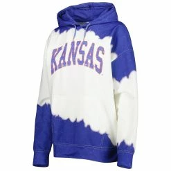 Brand new 🔔 Women's Gameday Couture White/Royal Kansas Jayhawks For The Fun Double Dip-Dyed Pullover Hoodie 💯 -women‘s clothing store unnamed file 2375