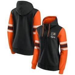 Coupon ✔️ Women's Fanatics Branded Black/Orange Philadelphia Flyers Script Fleece Full-Zip Hoodie 👍