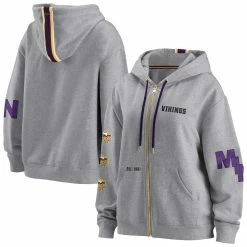 Budget ⌛ Women's WEAR By Erin Andrews Gray Minnesota Vikings Full-Zip Hoodie ⌛