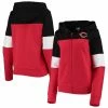 Hot Sale 🛒 Women's New Era Red Cincinnati Reds Colorblock French Terry Full-Zip Hoodie 🧨 -women‘s clothing store unnamed file 2419