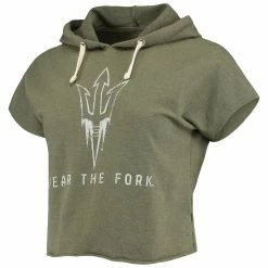Flash Sale ✔️ Women's Original Retro Brand Olive Arizona State Sun Devils Cropped Tri-Blend Short Sleeve Pullover Hoodie ⌛ -women‘s clothing store unnamed file 2425