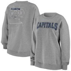 Budget 🎁 Women's WEAR By Erin Andrews Heathered Gray Washington Capitals Oversized Pullover Sweatshirt 🤩