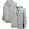 Brand new 🛒 Profile 👩 Women's Heather Gray Kansas City Royals Plus Size Notch Neck Fleece Pullover Hoodie 🎉
