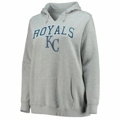 Brand new 🛒 Profile 👩 Women's Heather Gray Kansas City Royals Plus Size Notch Neck Fleece Pullover Hoodie 🎉 -women‘s clothing store unnamed file 2445
