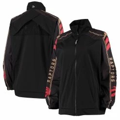 Best Pirce 🥰 Women's Qore Black Toronto Raptors Throwback Team Full-Zip Windbreaker Jacket ⌛