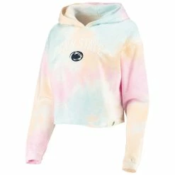Promo 👍 Women's League Collegiate Wear Pink/White Penn State Nittany Lions Tie-Dye Cropped Pullover Hoodie 😍 -women‘s clothing store unnamed file 2471