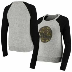 Hot Sale ⭐ Women's Fanatics Branded Gray Prestige Camo Raglan Crew Neck Sweatshirt 💯