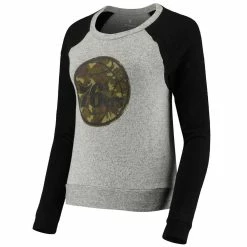 Hot Sale ⭐ Women's Fanatics Branded Gray Prestige Camo Raglan Crew Neck Sweatshirt 💯 -women‘s clothing store unnamed file 2487