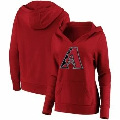 Discount ✔️ Women's Fanatics Branded Red Arizona Diamondbacks Official Logo Crossover V-Neck Pullover Hoodie ✨ -women‘s clothing store unnamed file 2506