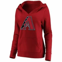 Discount ✔️ Women's Fanatics Branded Red Arizona Diamondbacks Official Logo Crossover V-Neck Pullover Hoodie ✨ -women‘s clothing store unnamed file 2507