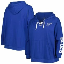 Buy ⌛ Profile 👩 Women's Royal St. Louis Blues Plus Size Lace-Up Pullover Hoodie 🤩