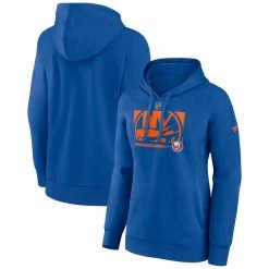 Wholesale 🔔 Women's Fanatics Branded Royal New York Islanders Authentic Pro Core Collection Secondary Logo V-Neck Pullover Hoodie 🌟