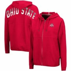 Budget 😍 Women's Colosseum Scarlet Ohio State Buckeyes Two-Hit Full-Zip Hoodie 🎉 -women‘s clothing store unnamed file 2534