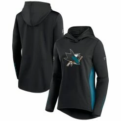 Flash Sale 🔥 Women's Fanatics Branded Black/Teal San Jose Sharks Authentic Pro Locker Room Pullover Hoodie 😍 -women‘s clothing store unnamed file 2542