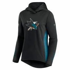 Flash Sale 🔥 Women's Fanatics Branded Black/Teal San Jose Sharks Authentic Pro Locker Room Pullover Hoodie 😍 -women‘s clothing store unnamed file 2543