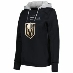 Wholesale 👏 Women's Adidas Black Vegas Golden Knights Skate Lace Primeblue Team Pullover Hoodie 😀 -women‘s clothing store unnamed file 2555