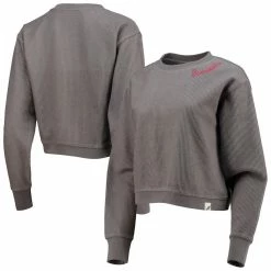 Best deal 😀 Women's League Collegiate Wear Charcoal Florida State Seminoles Corded Timber Cropped Pullover Sweatshirt ⭐