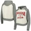 Promo 🎁 Women's Pressbox Cream/Heather Gray Indiana Hoosiers Cody Tri-Bend Raglan Pullover Hoodie 🎉 -women‘s clothing store unnamed file 2569
