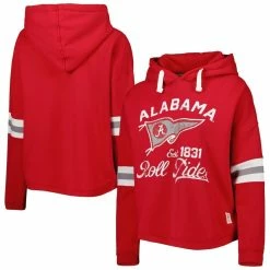 Top 10 🎁 Women's Pressbox Crimson Alabama Crimson Tide Super Pennant Pullover Hoodie 💯
