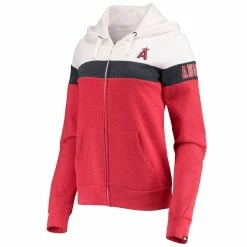 Buy 🤩 Women's New Era Heathered Red Los Angeles Angels Colorblock Full-Zip Hoodie Jacket 🌟 -women‘s clothing store unnamed file 2595
