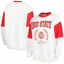 Promo 🔥 Women's Gameday Couture White Ohio State Buckeyes It's A Vibe Dolman Pullover Sweatshirt 👍