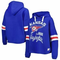 Deals 🤩 Women's Pressbox Royal Kansas Jayhawks Super Pennant Pullover Hoodie ⌛ -women‘s clothing store unnamed file 2646