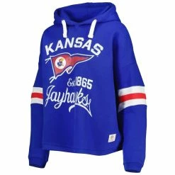 Deals 🤩 Women's Pressbox Royal Kansas Jayhawks Super Pennant Pullover Hoodie ⌛ -women‘s clothing store unnamed file 2647
