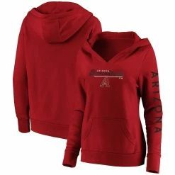 Wholesale 💯 Women's Fanatics Branded Red Arizona Diamondbacks Core High Class Crossover Pullover Hoodie 😀