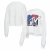 Deals 🔔 Women's Junk Food White NBA X MTV I Want My Cropped Fleece Pullover Sweatshirt 😍 -women‘s clothing store unnamed file 2693