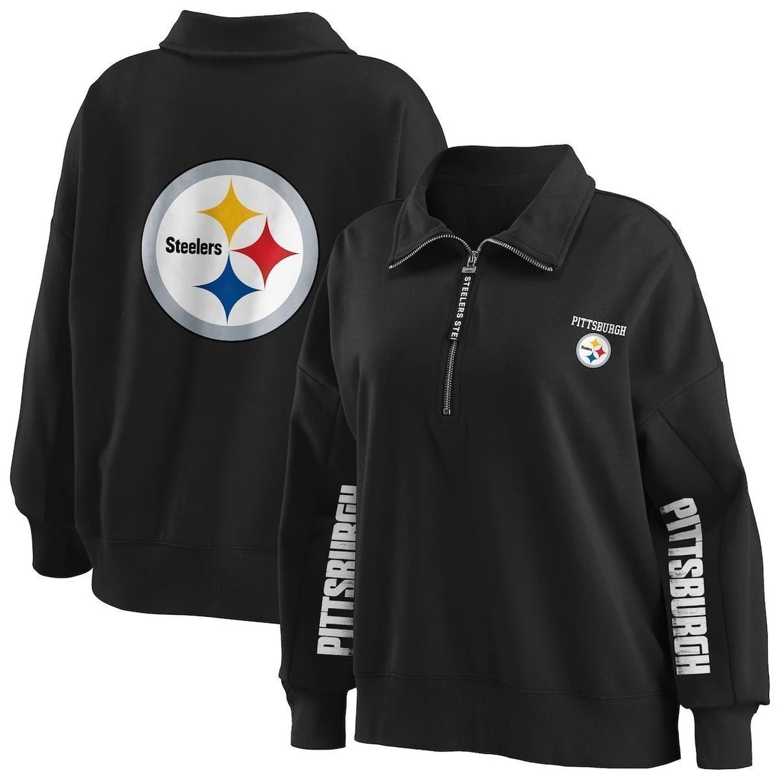 Promo π Women's WEAR By Erin Andrews Black Pittsburgh Steelers Half-Zip Sweatshirt π― 4 Promo π Women's WEAR By Erin Andrews Black Pittsburgh Steelers Half-Zip Sweatshirt π― - Image 2