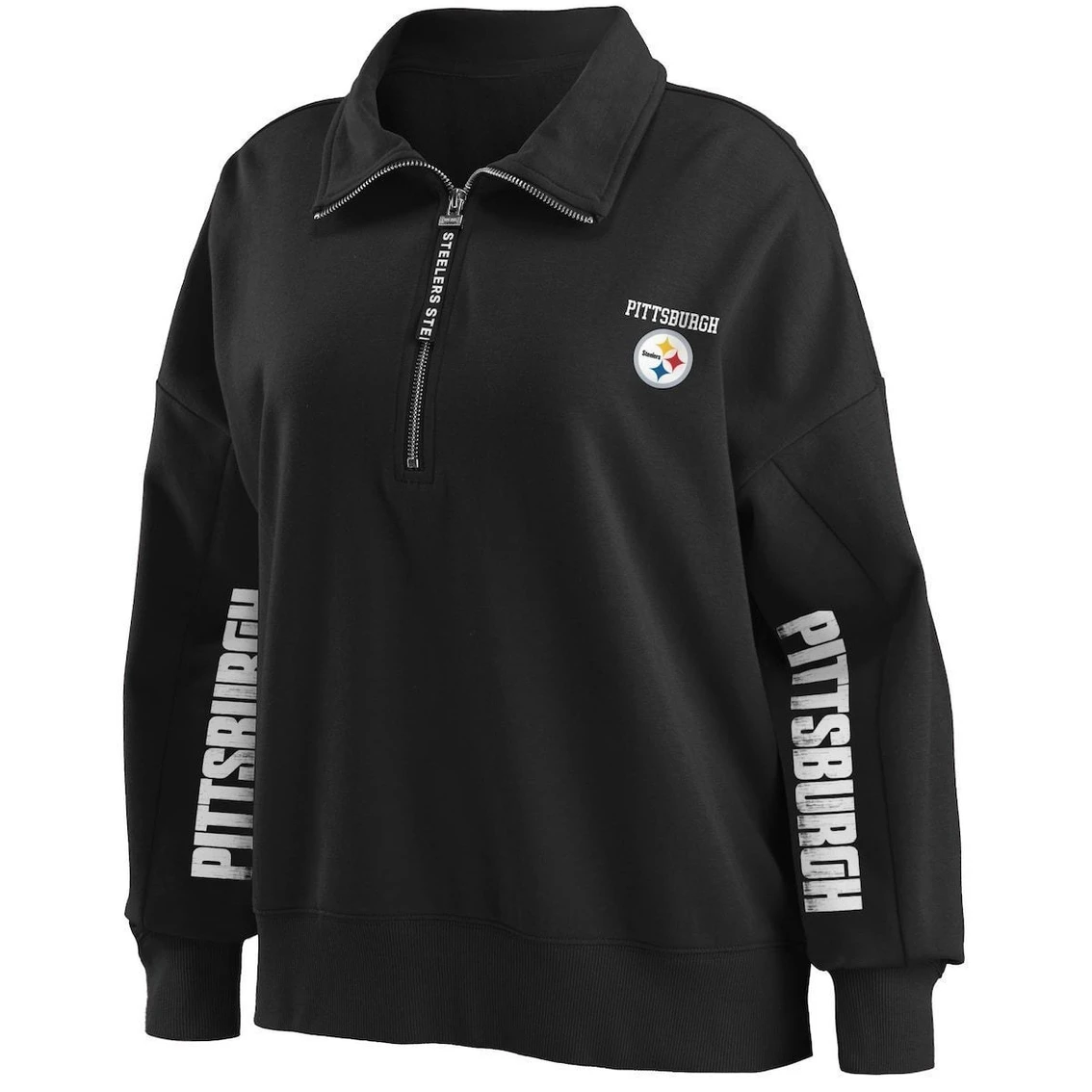 Promo π Women's WEAR By Erin Andrews Black Pittsburgh Steelers Half-Zip Sweatshirt π― 5 Promo π Women's WEAR By Erin Andrews Black Pittsburgh Steelers Half-Zip Sweatshirt π― - Image 3
